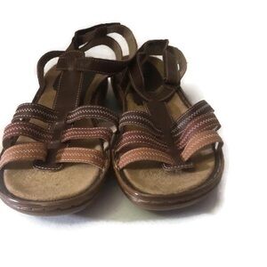 Ara Womens Tri Color Brown Leather Sandal 40g US10